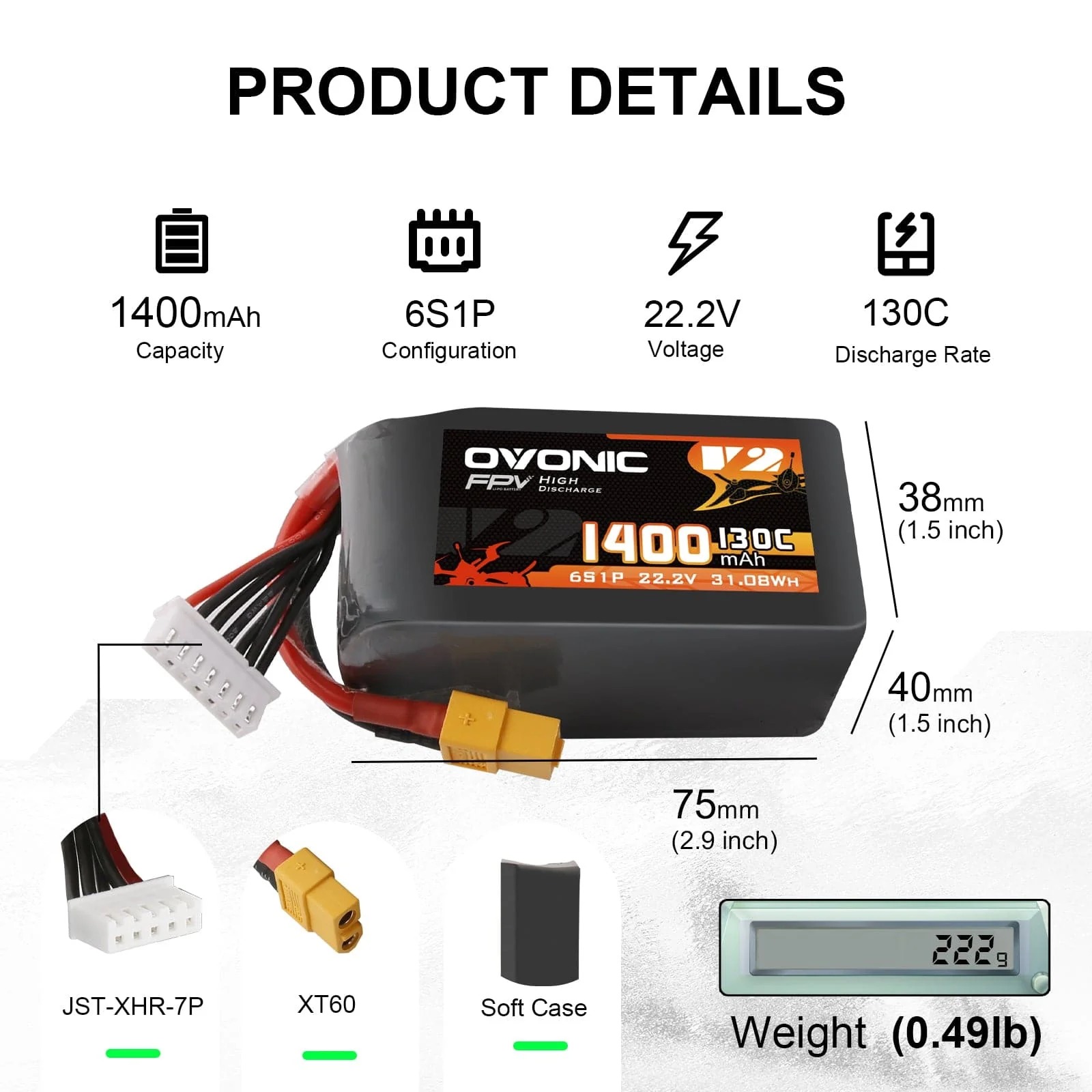 Ovonic 6S LiPo Battery 22.2V 1 - Walksnail Avatar Hd Goggles X ulasan dan harga